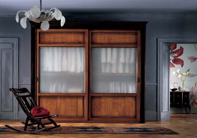 Superfície do armário de madeira oleada com porta deslizante de grão visível-PREGNO