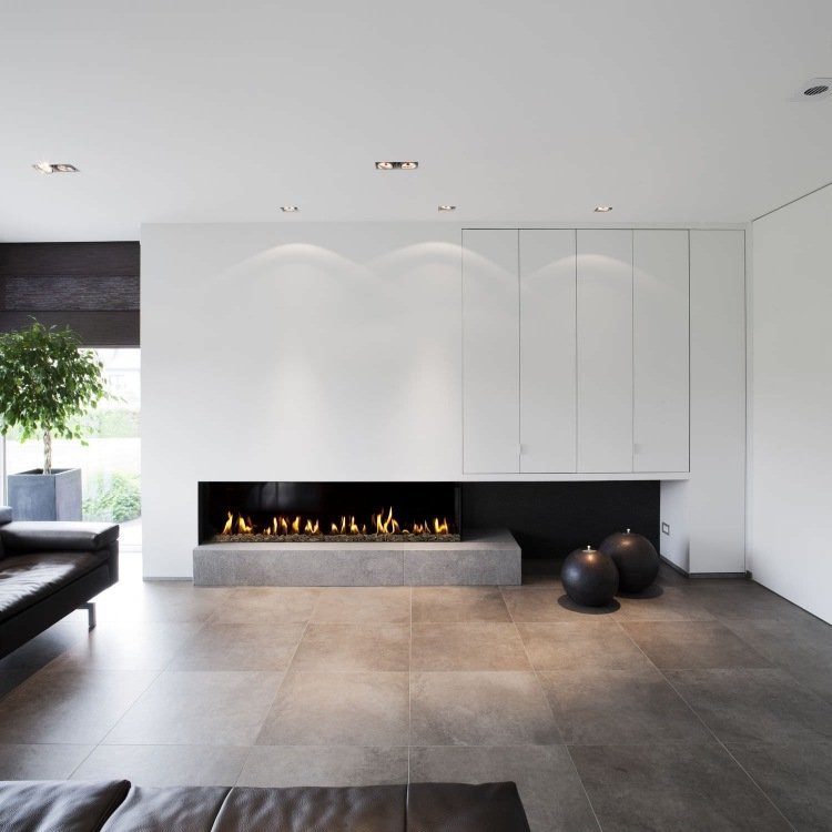design-fogão-tijolos-fotos-moderno-gás-cinza-branco-minimalista-sofá-preto