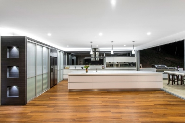 casa moderna cozinha ilha interiores arquitetônicos sublimes