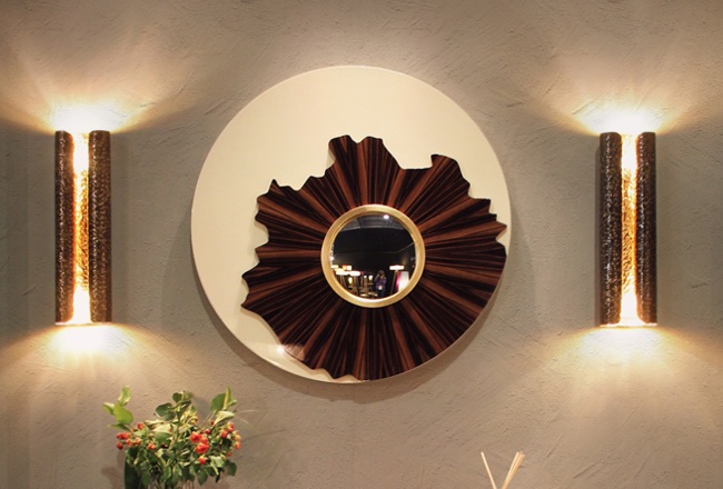 Móveis de design por Brabbu iris espelho de parede elemento redondo de madeira