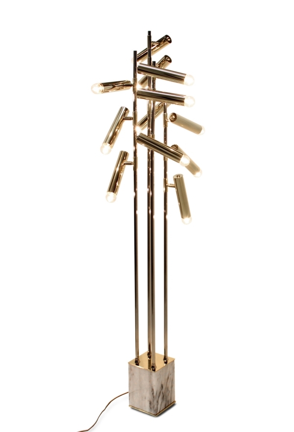 candeeiro de pé cipreste mobiliário de design em mármore dourado Brabbu