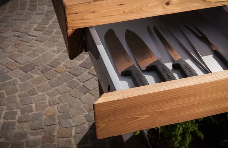 Mesa multifuncional de designer para armazenamento de faca embutido na gaveta
