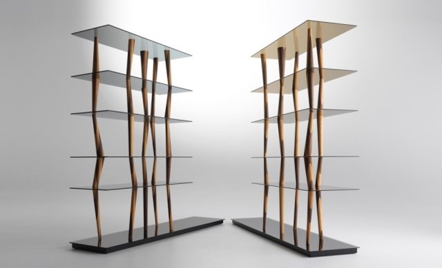 peças de móveis ideias moderno sistema de prateleiras de madeira e vidro
