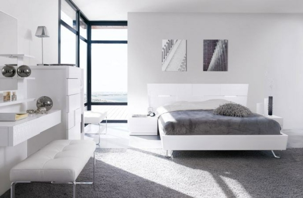 móveis de quarto branco cama de casal