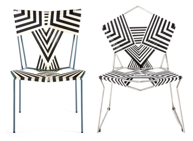 cadeiras de design COD preto branco tecido estrutura de aço