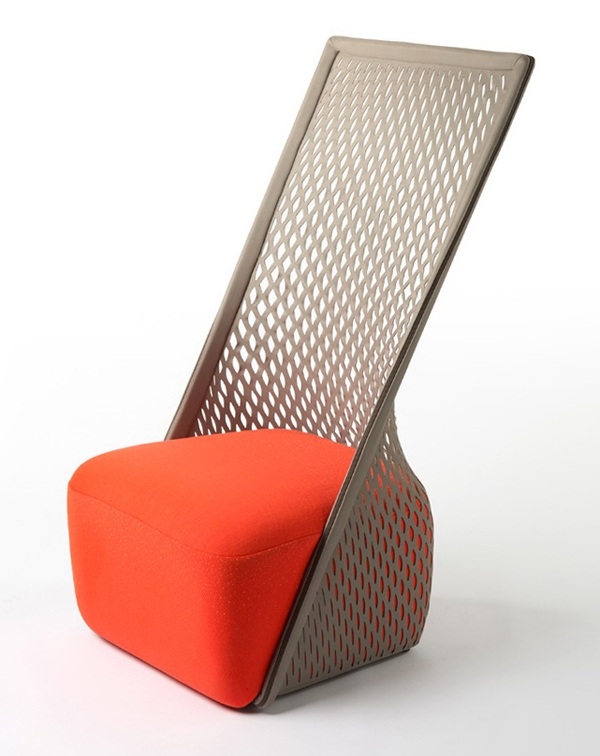 banquinho estofado cadeira laranja designer por benjamin hubert
