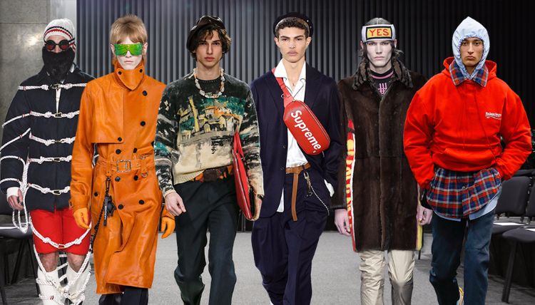 tendências da moda homens outono inverno materiais de efeitos especiais