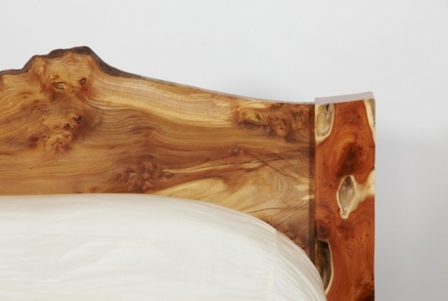 móveis esculturais feitos à mão, cabeceira da cama tábua rústica