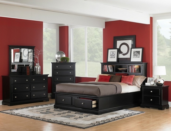 quarto preto-cinza-vermelho