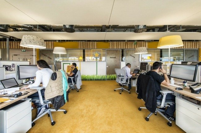 amarelo detalhes escritório interior ideia moderna