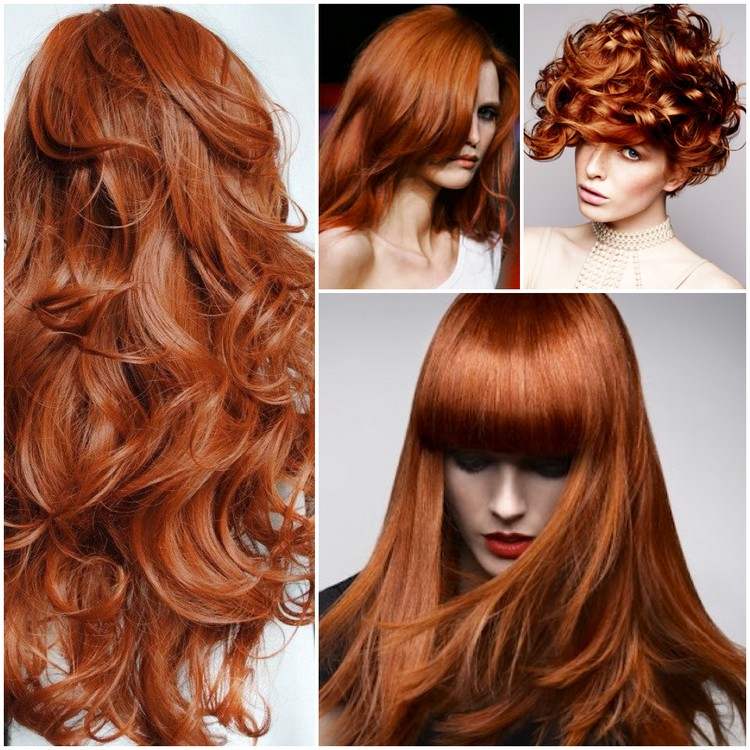 Cabelo de cobre em vários tons de vermelho intenso para pele clara