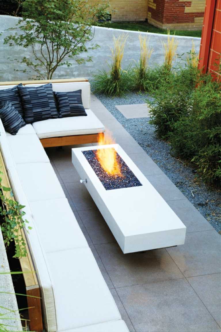 banco de jardim almofada de madeira mesa de centro lareira moderno branco
