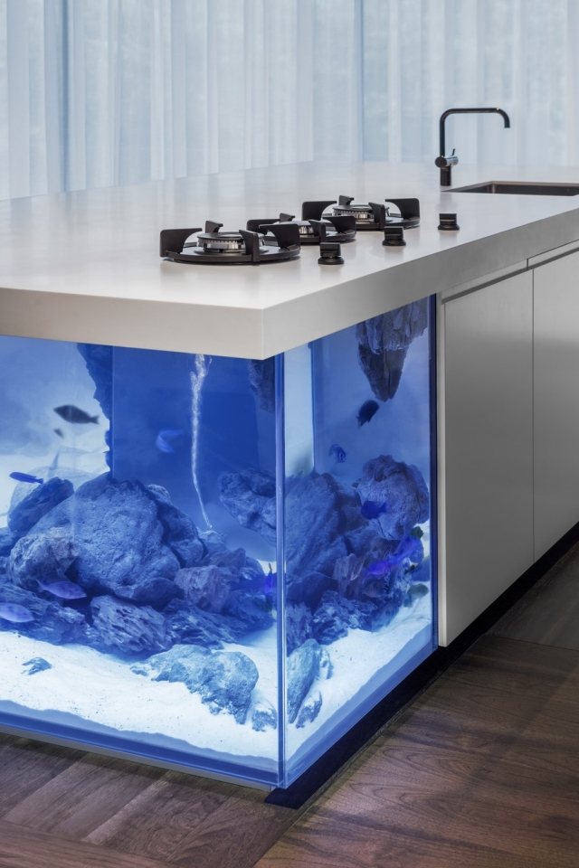 inovador-cozinha-ilha-praticamente-embutido-aquário-bancada eletronicamente móvel