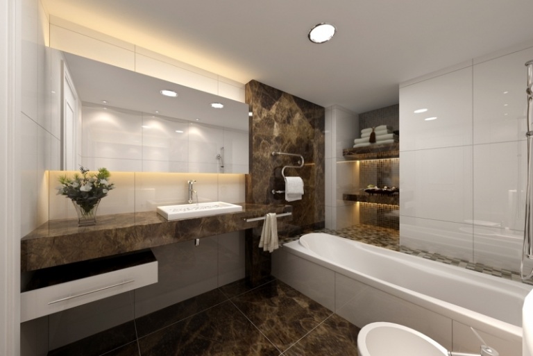 moderno-equipamento completo-banheiro-iluminação-azulejos
