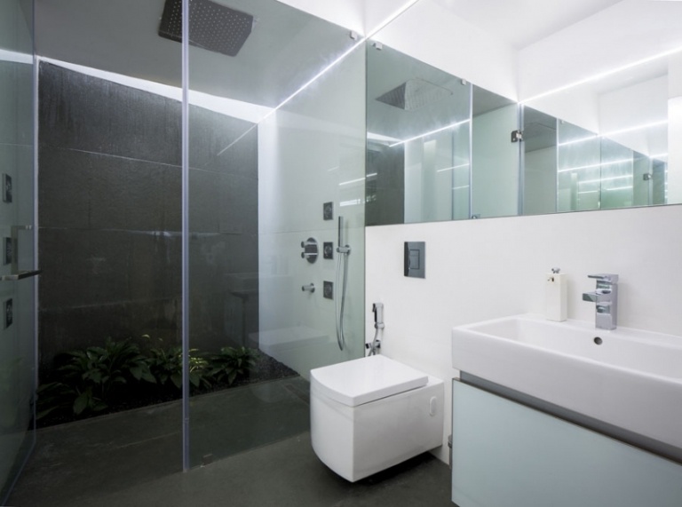 moderno-equipamento completo-banheiro design-design-idéias-cabine de chuveiro de vidro