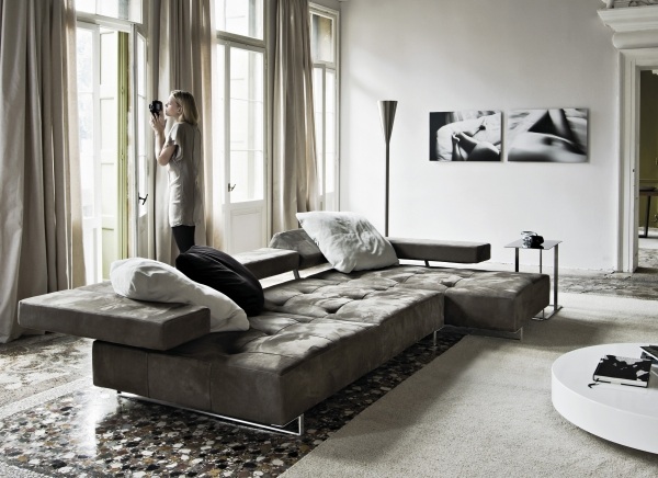 o moderno mobiliário italiano sofá arketipo bege de veludo