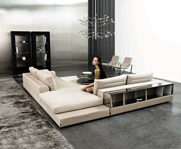mobiliário italiano moderno arketipo sofá de canto prateleiras atrás