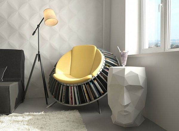 móveis com arrumação poltronas revistas livros tapetes