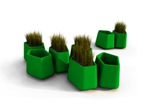 vasos de flores de cor verde com tamanhos diferentes de design