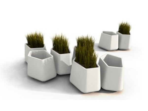 plantadores brancos de aparência minimalista - coleção de jardim de pedras
