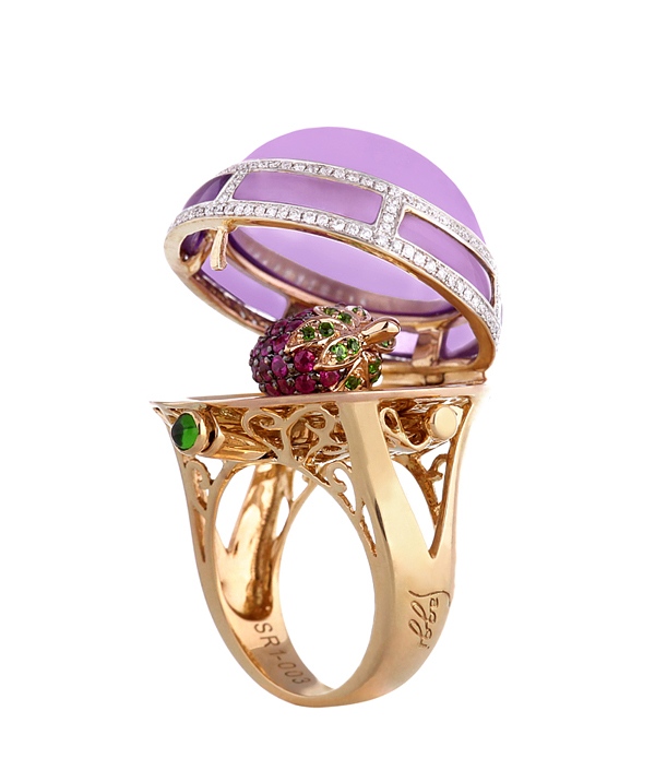coleção de joias de luxo anéis saggi roxo pedras semipreciosas