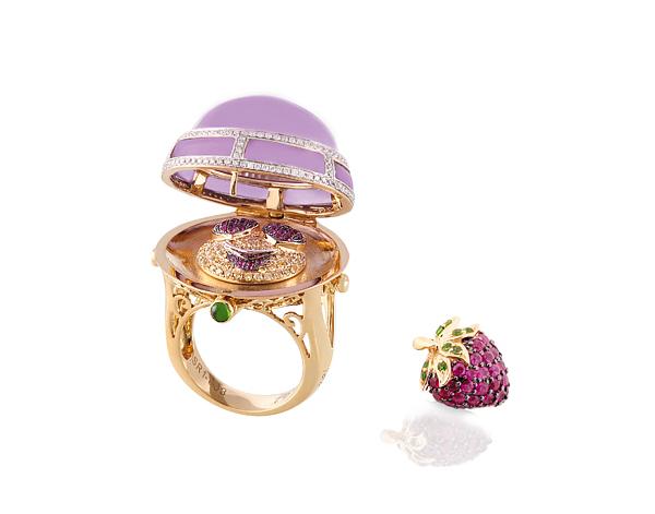 Coleção de joias de luxo saggi anéis roxos de framboesa