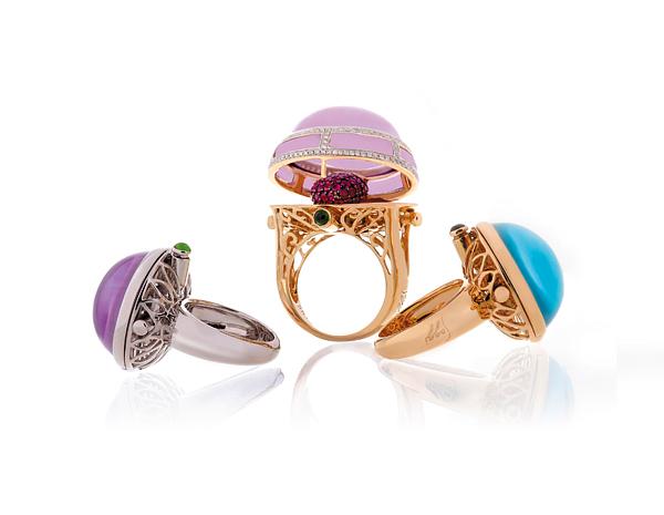 coleção de joias de luxo anéis-saggi-amarelo-branco-ouro-lilás