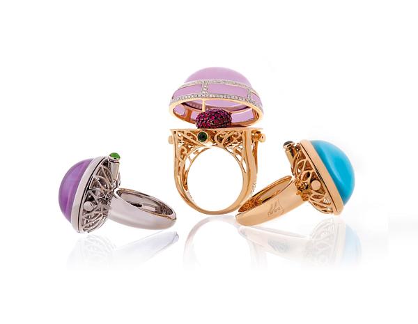 coleção de joias de luxo anéis-saggi-amarelo-branco-ouro-lilás