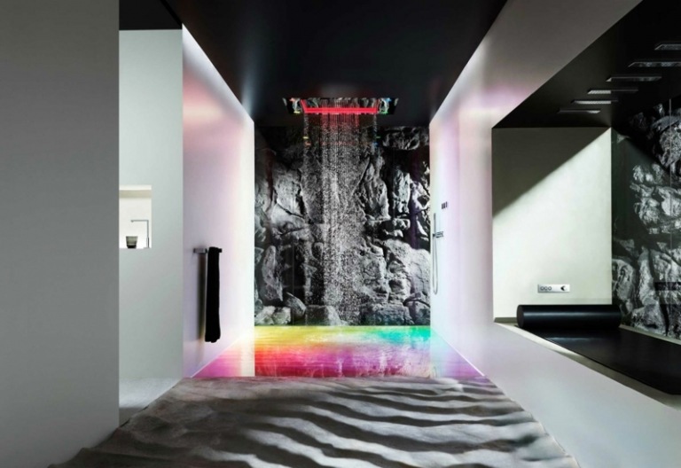 sensores de móveis de banheiro chuveiro por luzes coloridas dornbracht