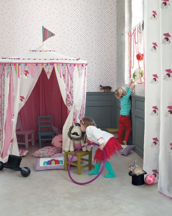 Decoração de quarto infantil, parquinho infantil, cortinas, armazenamento de brinquedos