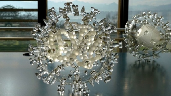 Bactéria de vírus da arte moderna em vidro
