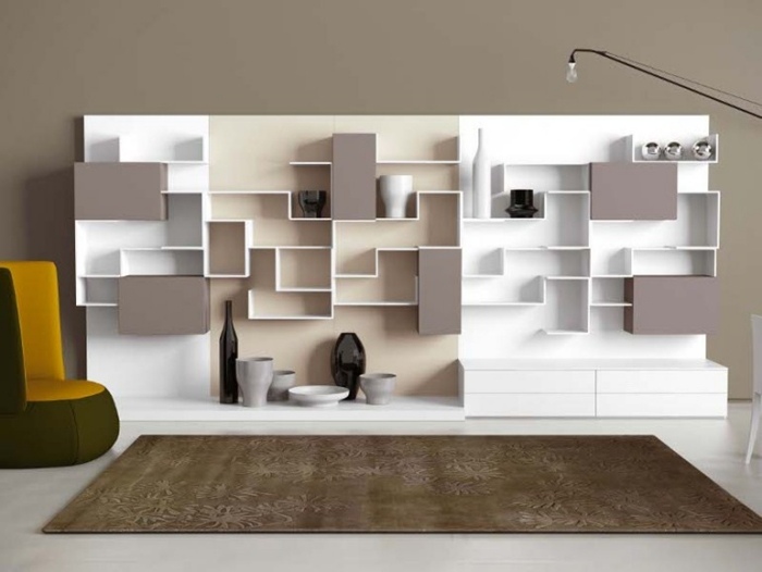 unidade-módulos-parede branca-em-alto brilho-lacado-acabamento-espaço de armazenamento-ZIGGY-Novamobili