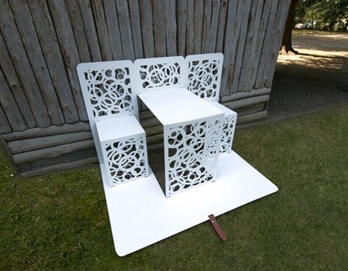 O mobiliário de jardim em alumínio branco da combinação multifuncional Bysteel PLI