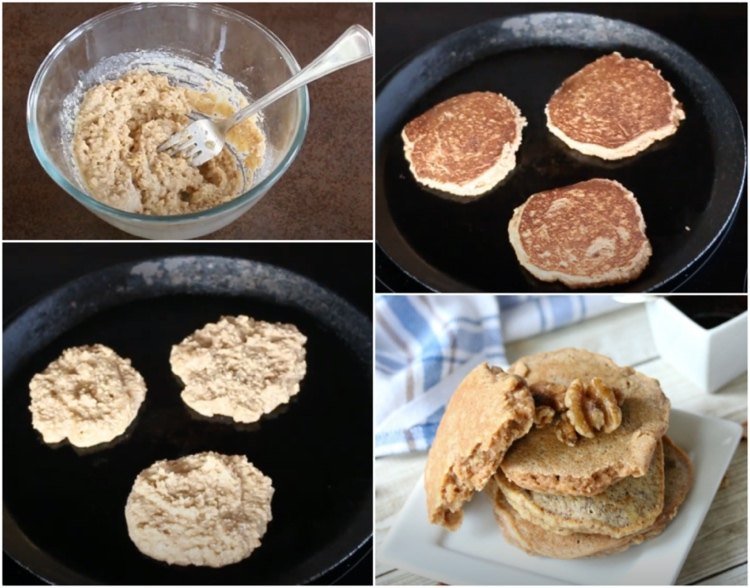 Faça uma receita de panquecas de farinha de nozes