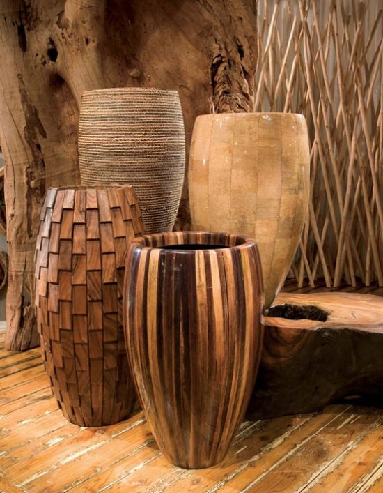 vasos de madeira designs de decoração da coleção philipps