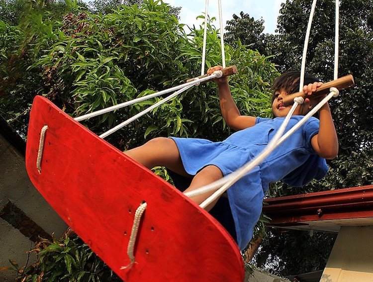 Balanço para crianças, faça você mesmo projeto jardim consertar prancha de skate velha