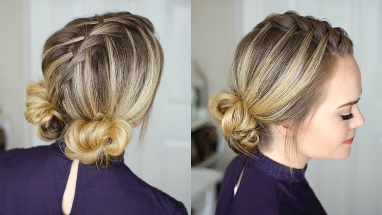Two Buns Hairstyles penteado com coque baixo para cabelos longos