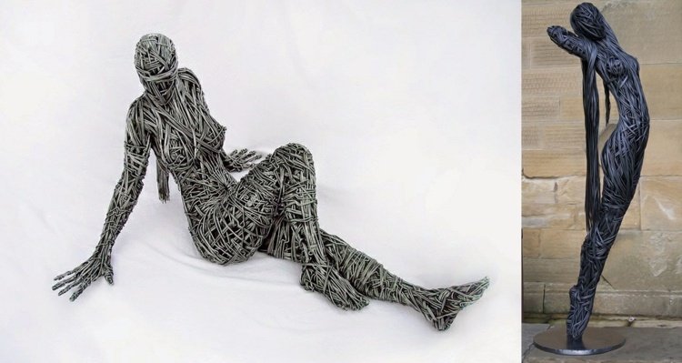 esculturas de arame mulher sentada richard stainthorp