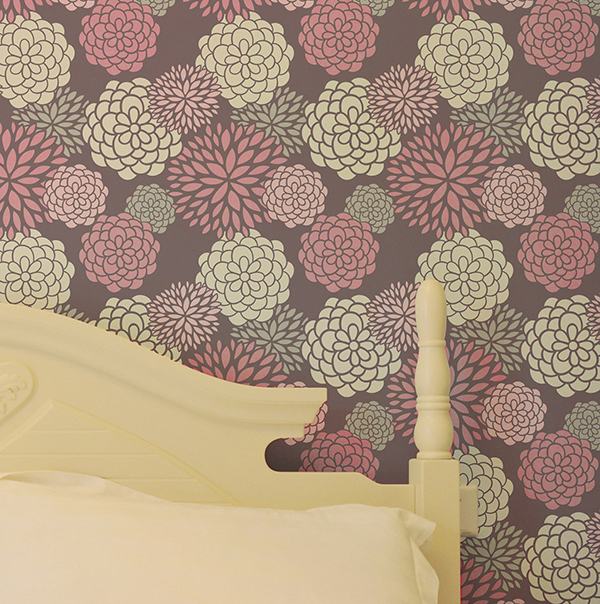 tendências de padrões de flores em decoração de parede em design de interiores para 2013