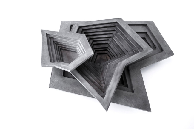 Jogos geométricos Projeto quadrado de talheres Tigela de concreto