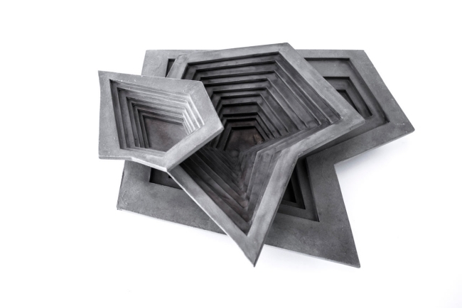 Jogos geométricos Projeto quadrado de talheres Tigela de concreto