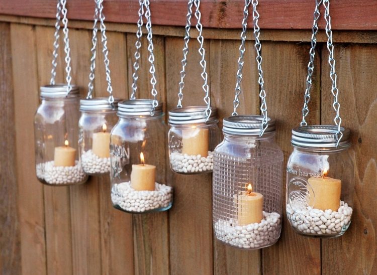 iluminação de jardim eficaz pedras luzes pendentes velas de frasco de pedreiro