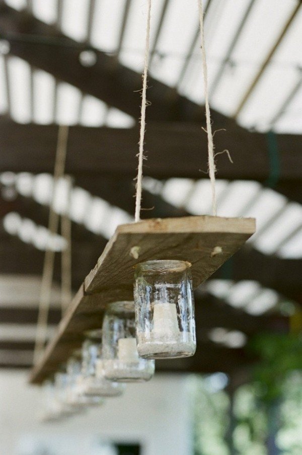 Faça você mesmo potes de pedreiro de lustre de jardim