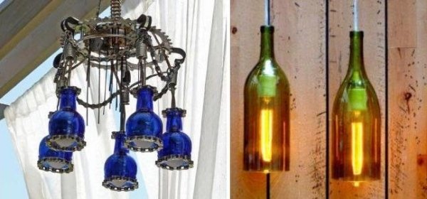 ideias para upcycling lustre peças de bicicleta garrafas de cerveja