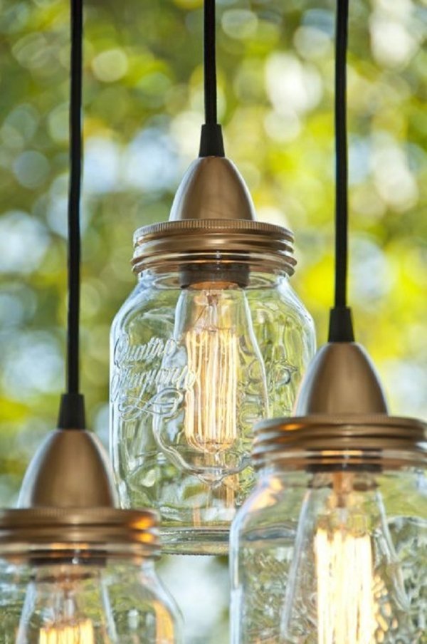 As próprias lâmpadas fazem potes de pedreiro - iluminação de jardim eficaz