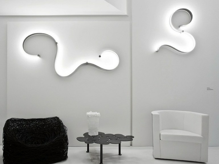 Lâmpadas LED-designer-assentos-parede-iluminação-ideia-design ondulado