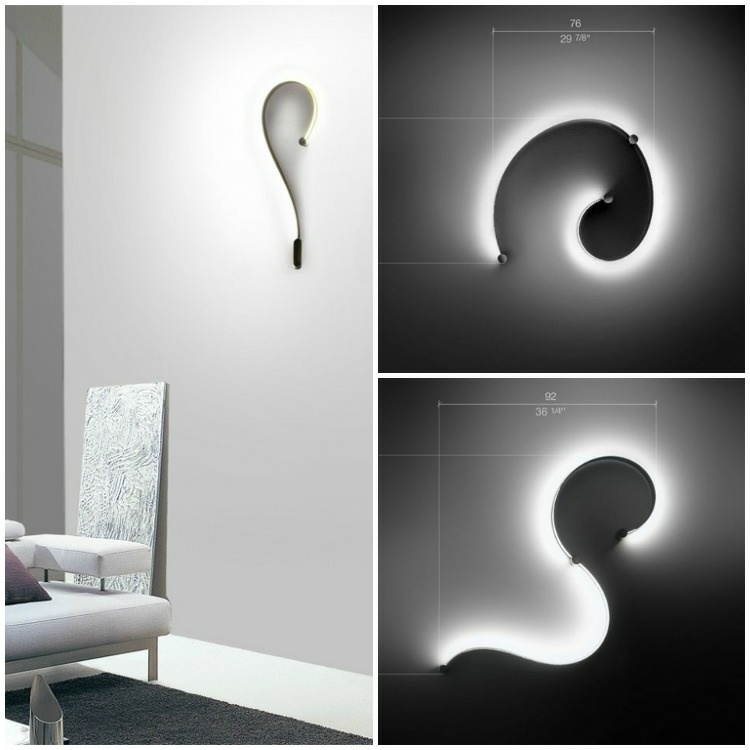 Lâmpadas LED-formala-designer-área de estar-mobiliário-parede-iluminação-em forma de onda-elemento-branco frio