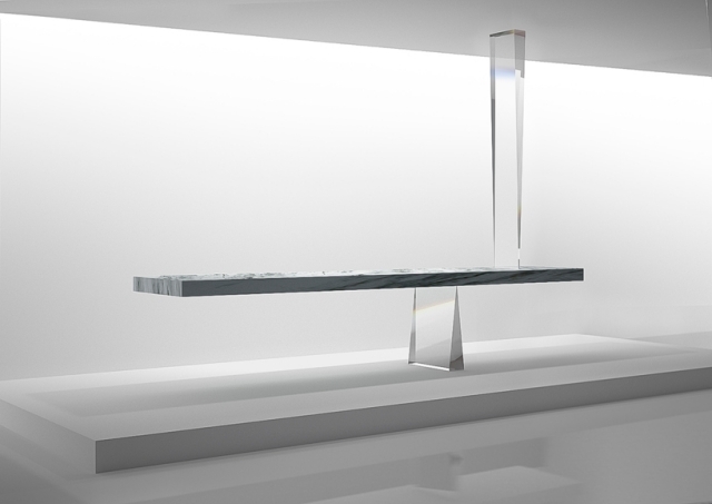 Mesa de jantar de mármore de design flutuante agravic tokujin yoshioka