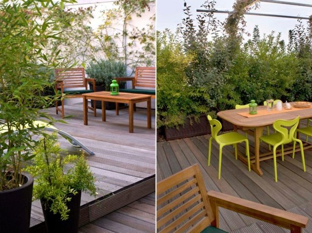 moldar mesa de piso de madeira cadeiras de plantas perenes