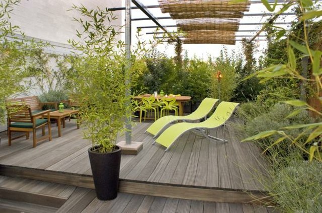 Cadeira reclinável corta-vento verde plantador de bambu